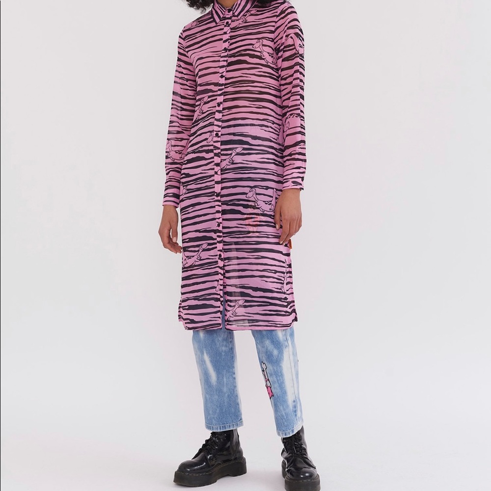 LAZY OAF X Flinstones sheer dino shirt dress 20 (SALES ON HOLD)